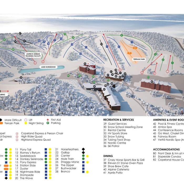 winter ski trail map of the resort 2025 2026